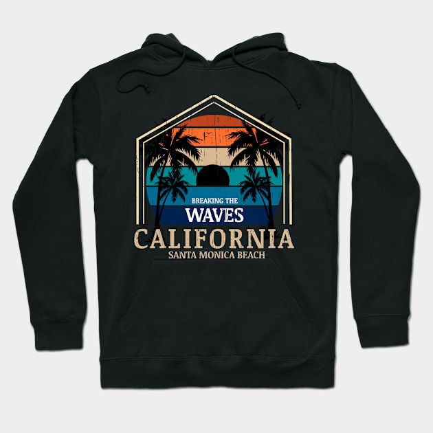 Monster Waves California Surfing vintage retro sunset palm trees Hoodie by SpaceWiz95